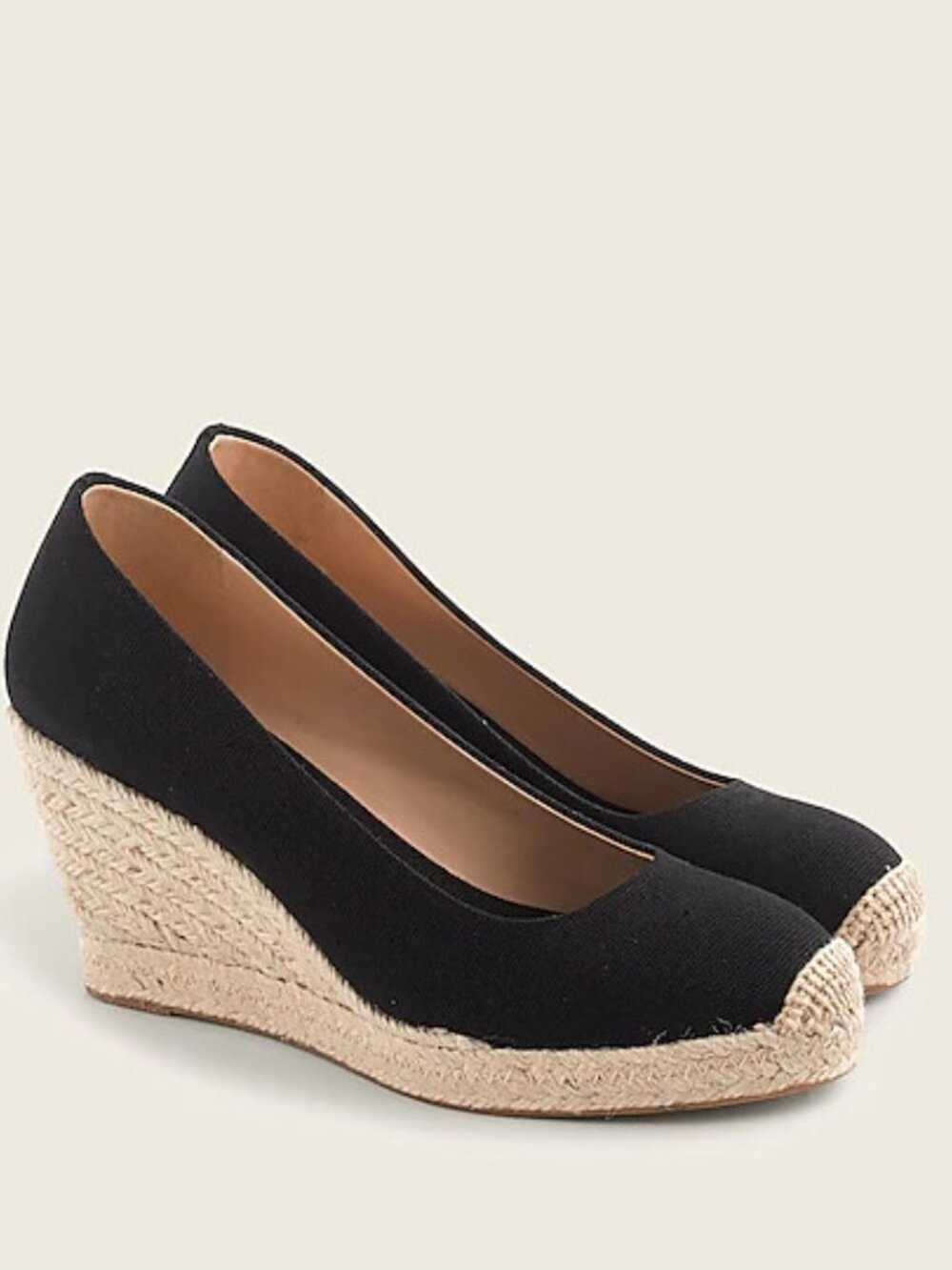 J.Crew Seville Espadrille Wedges in Black Canvas Size 7.5